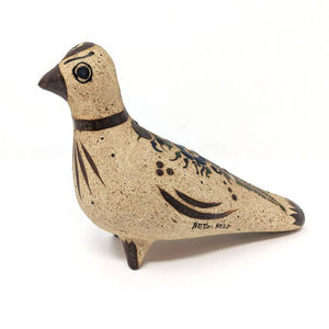 Vintage Tonala Pottery Bird Folk Art Handpainted Floral Boho Aztec Mexican
